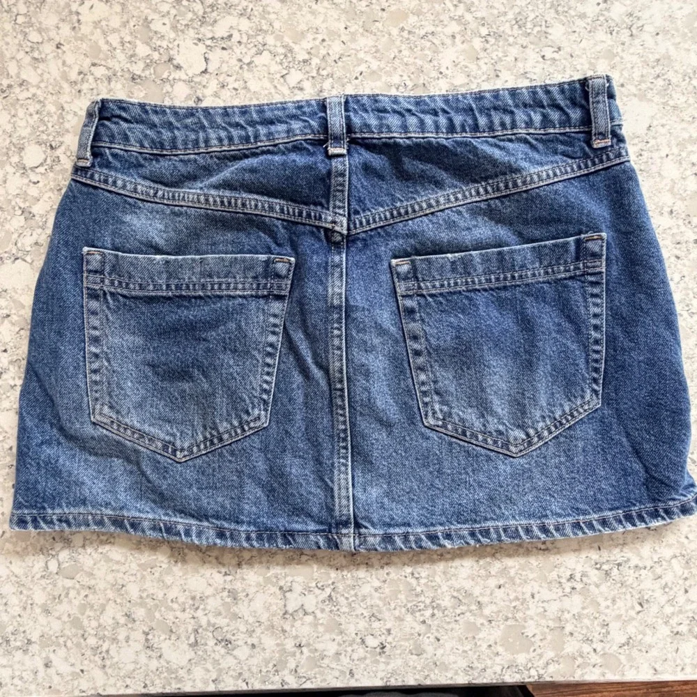 Free People Wynne Asymmetric Denim Wrap Mini Skirt Size 28